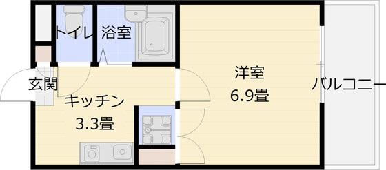 リーベハイツ青山(1K/2階)の間取り写真