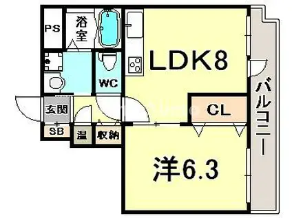 ルミエールオクティア(1LDK/9階)の間取り写真