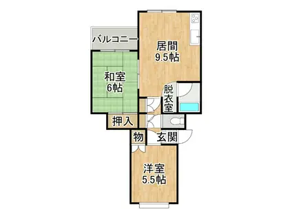 ヒルサイドテラス(2LDK/2階)の間取り写真