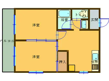 愛和マンション(2DK/3階)の間取り写真