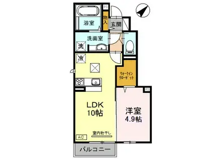 グランデディーオ(1LDK/1階)の間取り写真