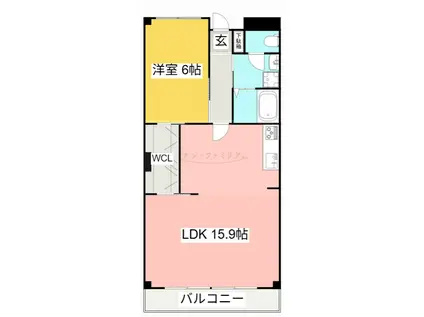 赤岩口グリーンハイツ(1LDK/1階)の間取り写真