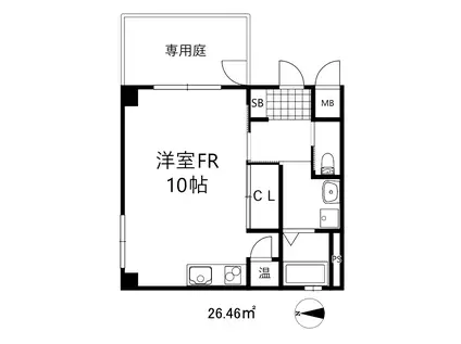 アプローケイ(ワンルーム/1階)の間取り写真