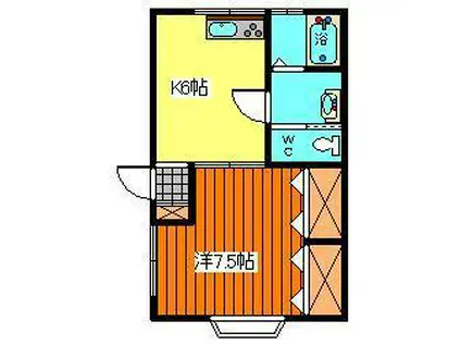 アーバンティ碇(1DK/2階)の間取り写真