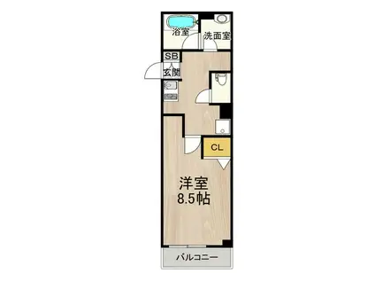 シティスパイヤ神戸元町(1K/8階)の間取り写真