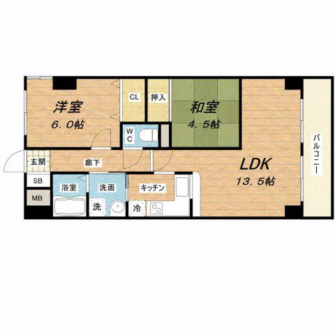 ダイヤモンドパレス(2LDK/1階)の間取り写真