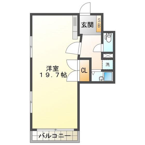 VIP-IN太平洋ノースヒルズ(1DK/4階)の間取り写真