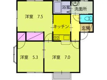 ミチコヒルズA(3K/1階)の間取り写真