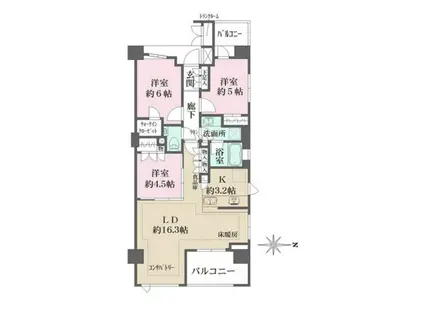 ザ・パークハウス東陽町翠賓閣(3LDK/2階)の間取り写真