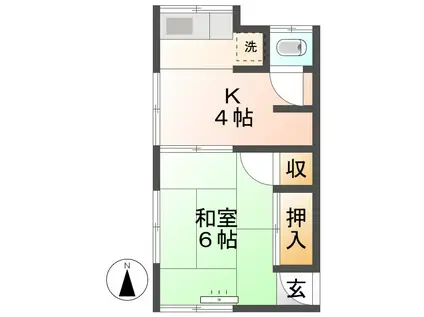 平野荘(1K/2階)の間取り写真