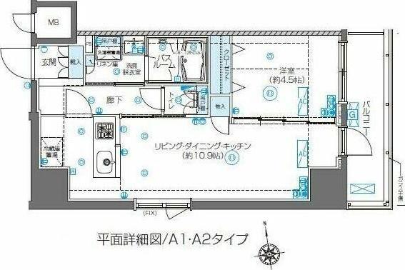 ZOOM東新宿(1LDK/3階)の間取り写真