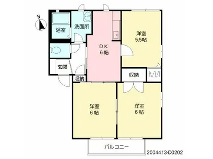 サクラージュD(3DK/2階)の間取り写真