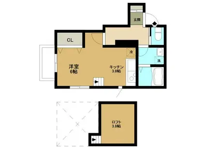 レパード板戸(ワンルーム/2階)の間取り写真