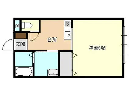 グランピアS(1K/2階)の間取り写真