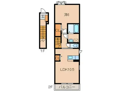 ベルソレイユ(1LDK/2階)の間取り写真