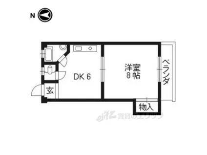 ハイツ大林(1DK/2階)の間取り写真