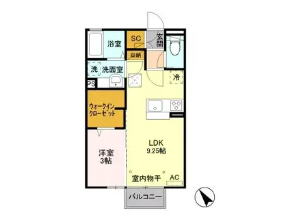 ピーノ・ロングハーモニーA(1LDK/1階)の間取り写真