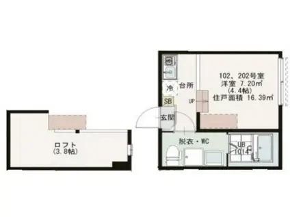 PETITMAISON ARBRE(ワンルーム/2階)の間取り写真