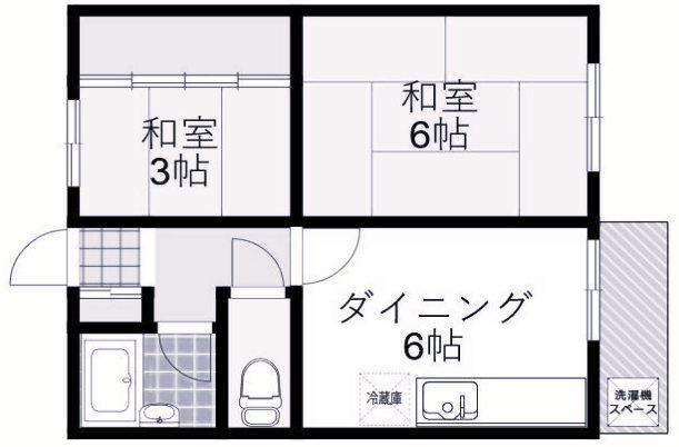 大石北町マンション(2DK/3階)の間取り写真