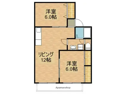 サンハイム石山(2LDK/2階)の間取り写真