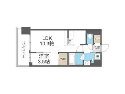 コンフォリア新大阪宮原Q(1LDK/9階)の間取り写真