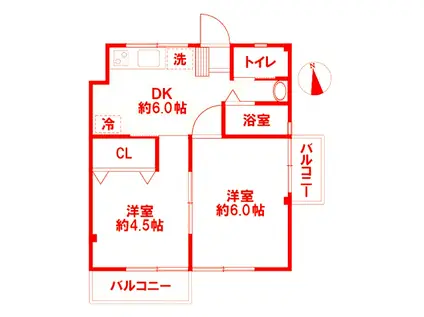 辰巳ハイツ(2DK/2階)の間取り写真