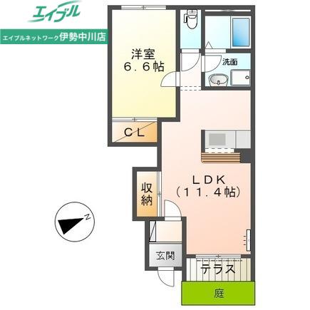 エルシャトーIII(1LDK/1階)の間取り写真