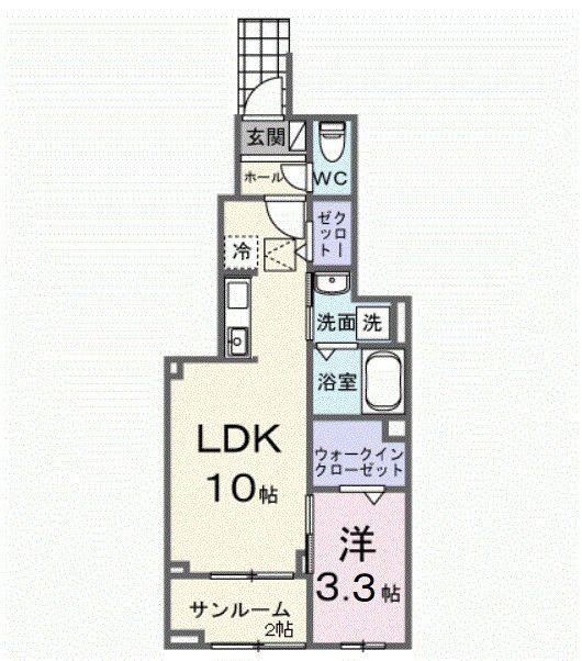 サングレイス(1LDK/1階)の間取り写真