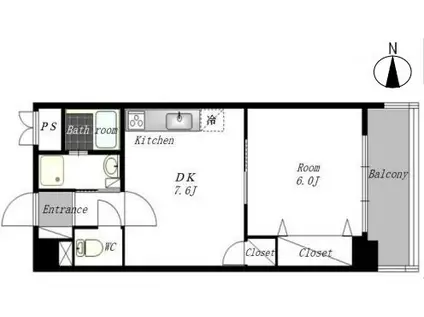 マーサ・プレアマール(1DK/2階)の間取り写真