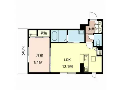 シャーメゾングラース(1LDK/1階)の間取り写真