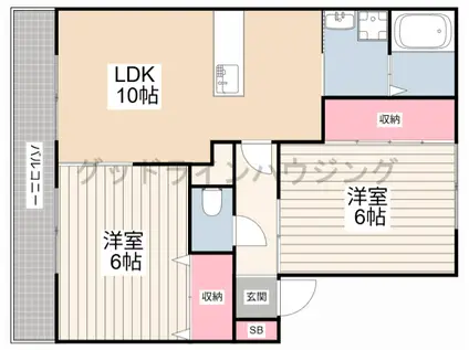 グランシャリオB(2LDK/2階)の間取り写真