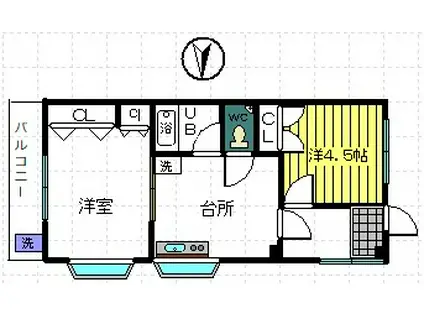 ハイツフラワー(2K/2階)の間取り写真