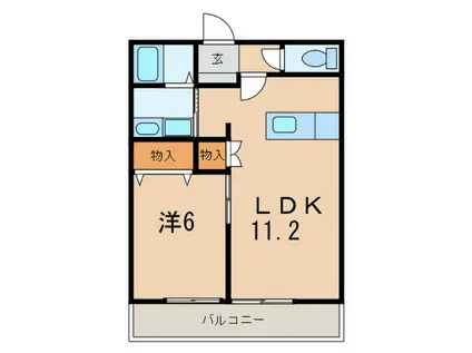 アルバ上甲東園(1LDK/2階)の間取り写真