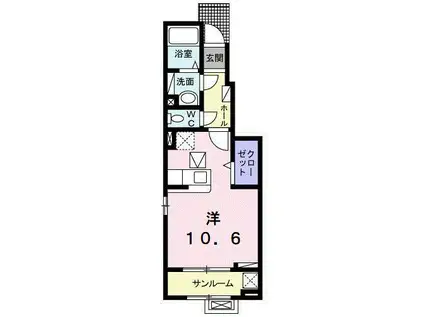 ケルンVIII(ワンルーム/1階)の間取り写真