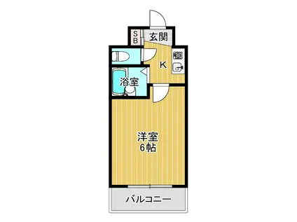 ピュアコート天神橋(1K/6階)の間取り写真