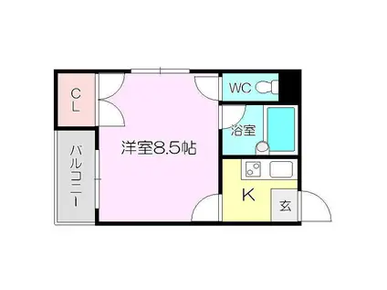 パインハイツ新大阪(1K/1階)の間取り写真