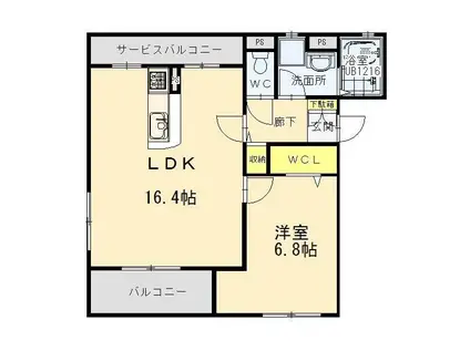 スマイル(1LDK/2階)の間取り写真