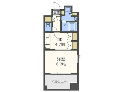 ポートヴィラ靭公園(1DK/5階)の間取り写真