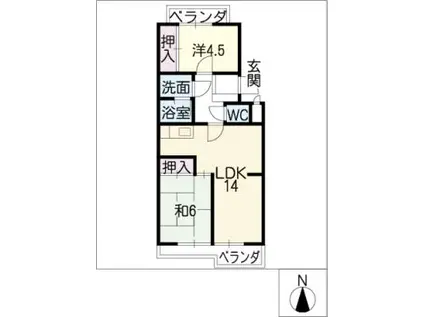 コスモ原(2LDK/2階)の間取り写真