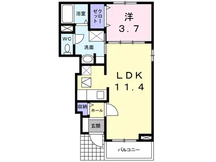 リトルノアD(1LDK/1階)の間取り写真