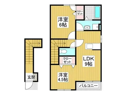 ベルリードA棟(2LDK/2階)の間取り写真