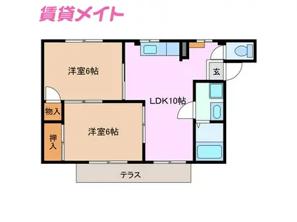 シティハイツ本郷草2(2LDK/1階)の間取り写真