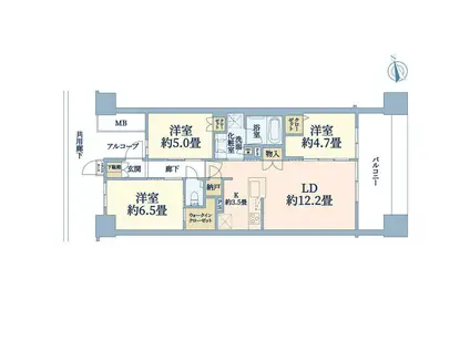 プラウドシティ日吉レジデンスIII(3LDK/9階)の間取り写真