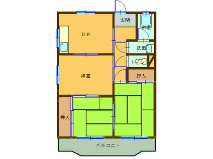 岸田マンション(3DK/1階)の間取り写真