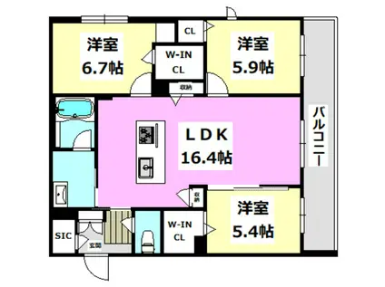 シャーメゾンステージ茨木春日(3LDK/2階)の間取り写真
