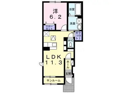 グラン フォルテIII(1LDK/1階)の間取り写真