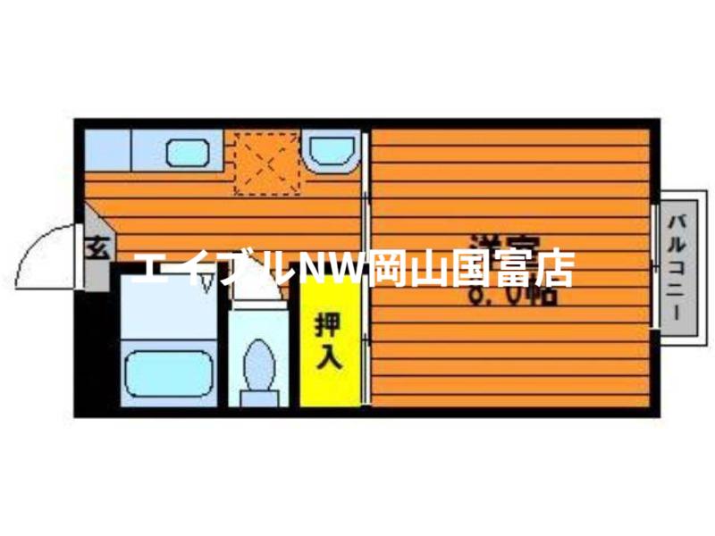 レピュート川合(1K/2階)の間取り写真