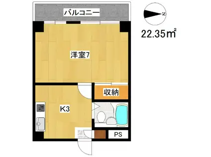 グランビルド阿倍野(1K/6階)の間取り写真