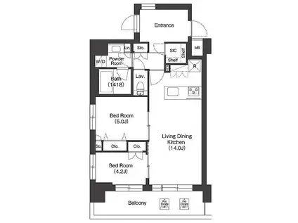 RUHE東大泉(2LDK/4階)の間取り写真