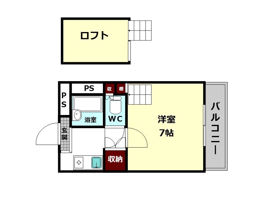 アイリスハイツ2号館(1K/4階)の間取り写真